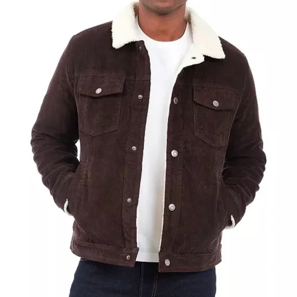 Lucky Brand: Brown Corduroy Jacket with Sherpa Collar - Picture 1 of 3